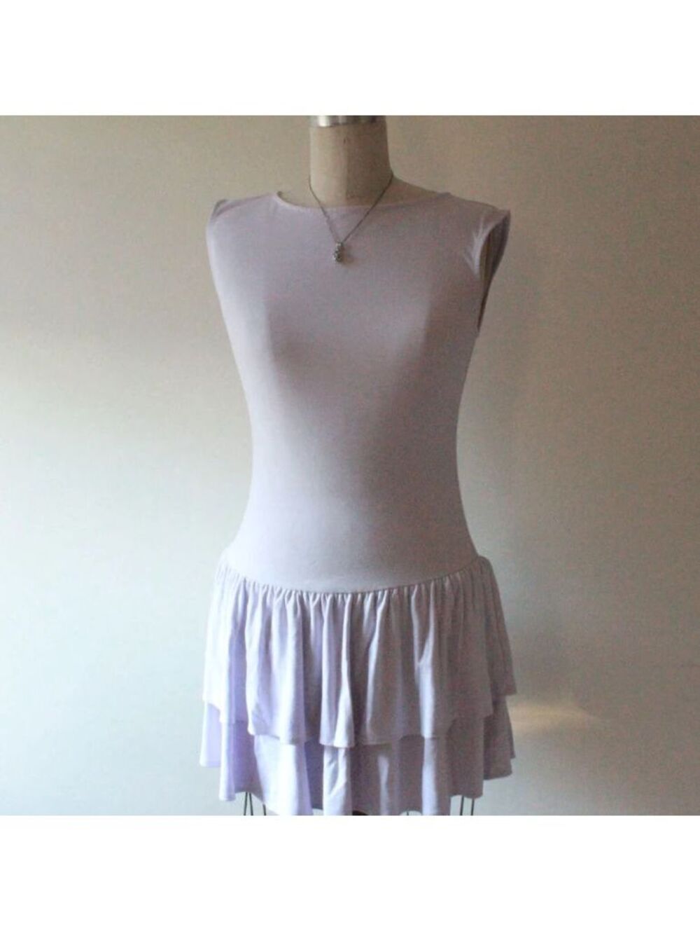 Aritzia Wilfred Lilac Sleeveless Drop-Waist Tiered Ruffle Mini Dress